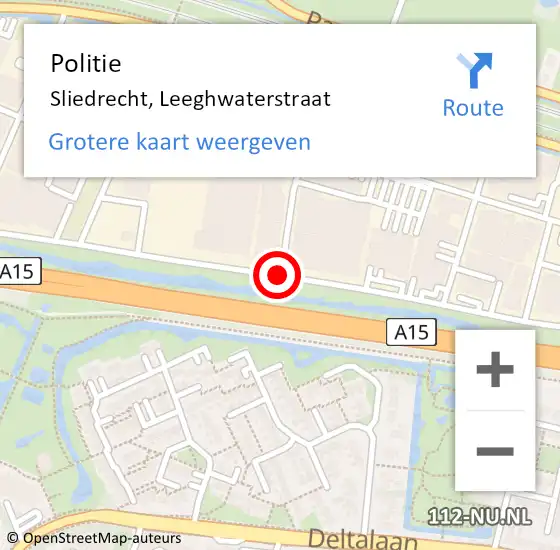 Locatie op kaart van de 112 melding: Politie Sliedrecht, Leeghwaterstraat op 23 mei 2020 14:52