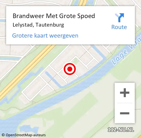 Locatie op kaart van de 112 melding: Brandweer Met Grote Spoed Naar Lelystad, Tautenburg op 23 mei 2020 15:08