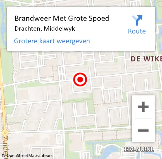 Locatie op kaart van de 112 melding: Brandweer Met Grote Spoed Naar Drachten, Middelwyk op 23 mei 2020 15:33