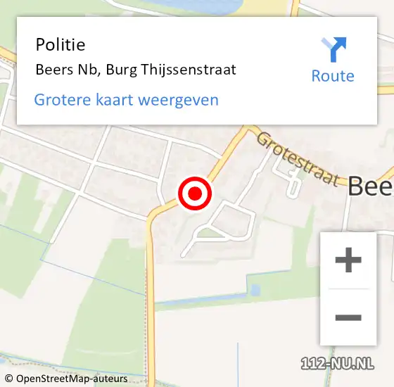 Locatie op kaart van de 112 melding: Politie Beers Nb, Burg Thijssenstraat op 23 mei 2020 16:05