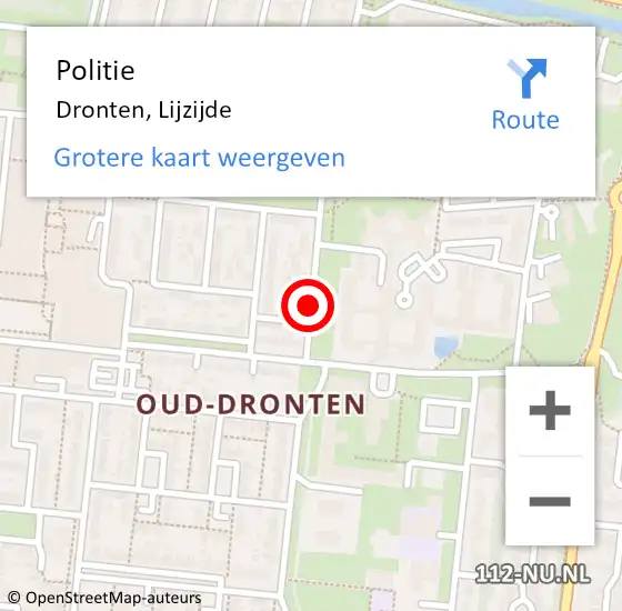 Locatie op kaart van de 112 melding: Politie Dronten, Lijzijde op 23 mei 2020 16:23