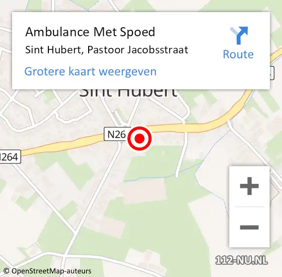 Locatie op kaart van de 112 melding: Ambulance Met Spoed Naar Sint Hubert, Pastoor Jacobsstraat op 23 mei 2020 16:45