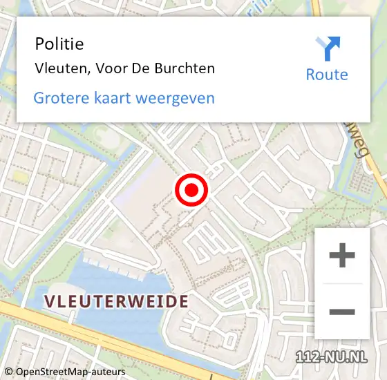 Locatie op kaart van de 112 melding: Politie Vleuten, Voor De Burchten op 23 mei 2020 16:55