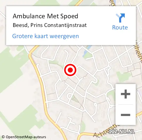 Locatie op kaart van de 112 melding: Ambulance Met Spoed Naar Beesd, Prins Constantijnstraat op 23 mei 2020 17:15