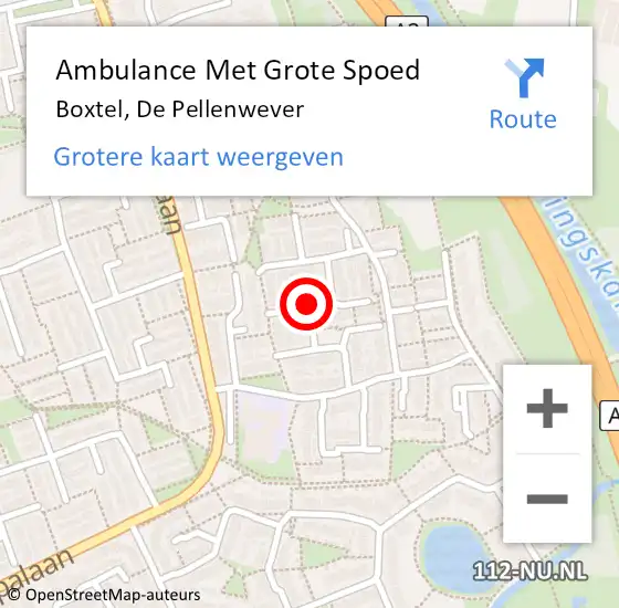 Locatie op kaart van de 112 melding: Ambulance Met Grote Spoed Naar Boxtel, De Pellenwever op 23 mei 2020 17:28