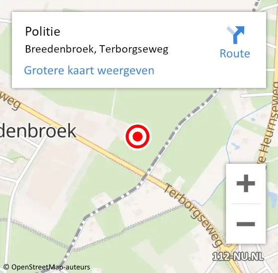 Locatie op kaart van de 112 melding: Politie Breedenbroek, Terborgseweg op 23 mei 2020 18:39