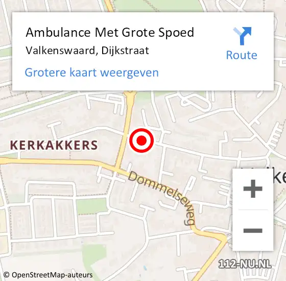 Locatie op kaart van de 112 melding: Ambulance Met Grote Spoed Naar Valkenswaard, Dijkstraat op 23 mei 2020 19:36