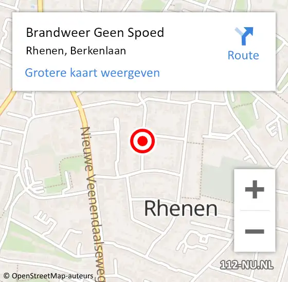 Locatie op kaart van de 112 melding: Brandweer Geen Spoed Naar Rhenen, Berkenlaan op 23 mei 2020 19:45