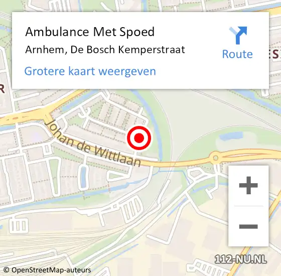 Locatie op kaart van de 112 melding: Ambulance Met Spoed Naar Arnhem, De Bosch Kemperstraat op 23 mei 2020 19:51