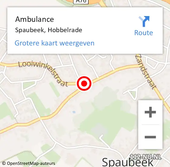 Locatie op kaart van de 112 melding: Ambulance Spaubeek, Hobbelrade op 7 mei 2014 15:09