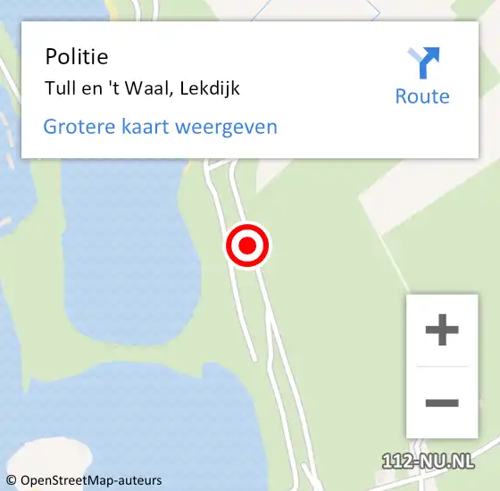 Locatie op kaart van de 112 melding: Politie Tull en 't Waal, Lekdijk op 23 mei 2020 20:26