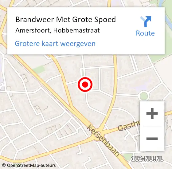 Locatie op kaart van de 112 melding: Brandweer Met Grote Spoed Naar Amersfoort, Hobbemastraat op 23 mei 2020 20:35