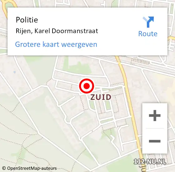 Locatie op kaart van de 112 melding: Politie Rijen, Karel Doormanstraat op 23 mei 2020 21:39