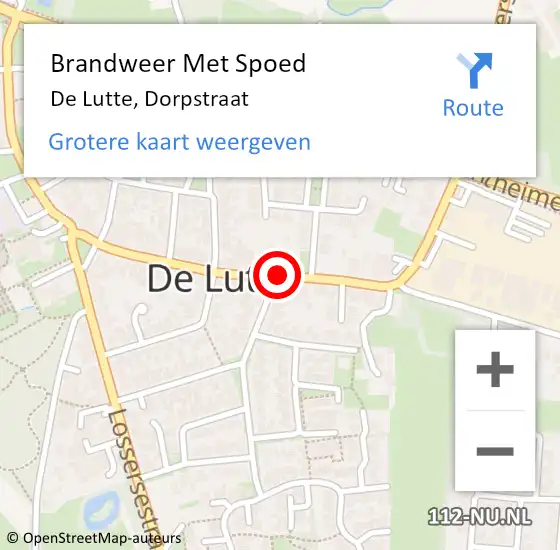 Locatie op kaart van de 112 melding: Brandweer Met Spoed Naar De Lutte, Dorpstraat op 23 mei 2020 21:40