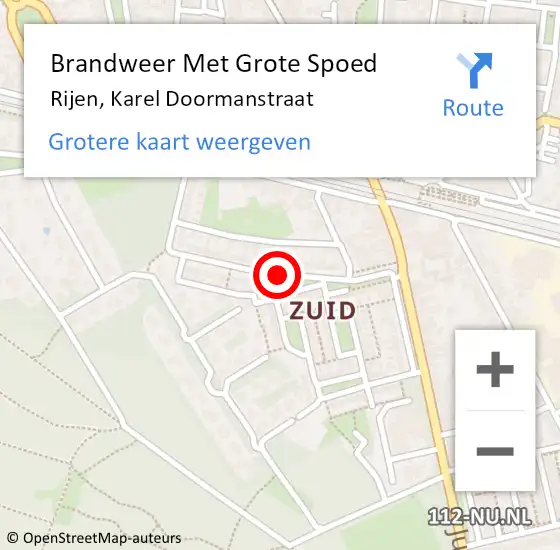 Locatie op kaart van de 112 melding: Brandweer Met Grote Spoed Naar Rijen, Karel Doormanstraat op 23 mei 2020 21:44