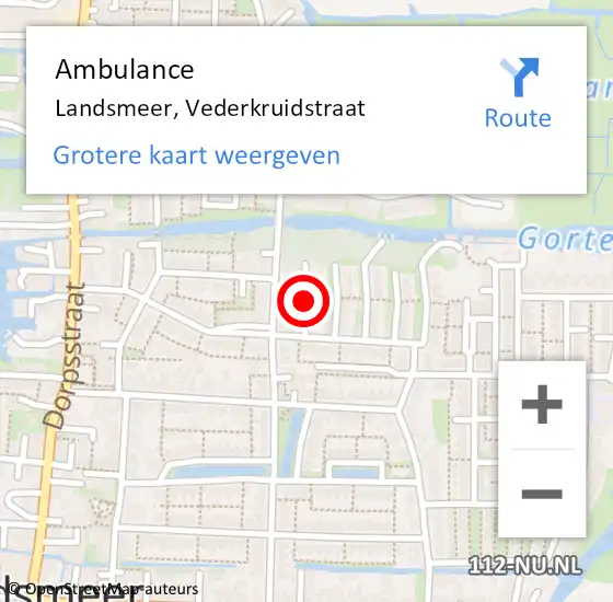 Locatie op kaart van de 112 melding: Ambulance Landsmeer, Vederkruidstraat op 23 mei 2020 21:56