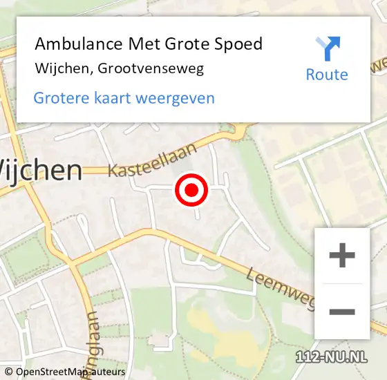 Locatie op kaart van de 112 melding: Ambulance Met Grote Spoed Naar Wijchen, Grootvenseweg op 23 mei 2020 22:38