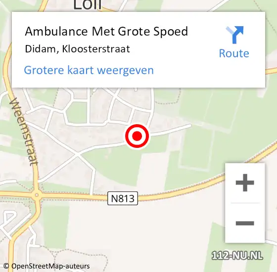 Locatie op kaart van de 112 melding: Ambulance Met Grote Spoed Naar Didam, Kloosterstraat op 23 mei 2020 23:50