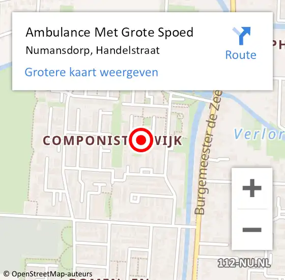 Locatie op kaart van de 112 melding: Ambulance Met Grote Spoed Naar Numansdorp, Handelstraat op 24 mei 2020 00:15