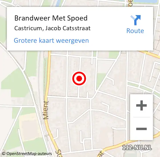Locatie op kaart van de 112 melding: Brandweer Met Spoed Naar Castricum, Jacob Catsstraat op 24 mei 2020 00:32