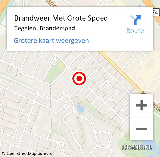 Locatie op kaart van de 112 melding: Brandweer Met Grote Spoed Naar Tegelen, Branderspad op 24 mei 2020 01:04