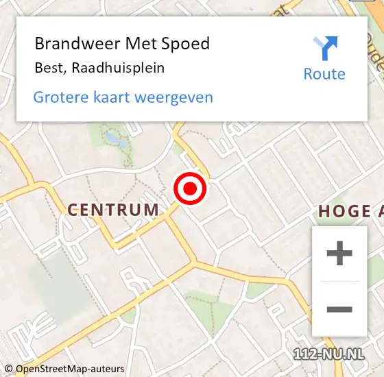 Locatie op kaart van de 112 melding: Brandweer Met Spoed Naar Best, Raadhuisplein op 24 mei 2020 01:35