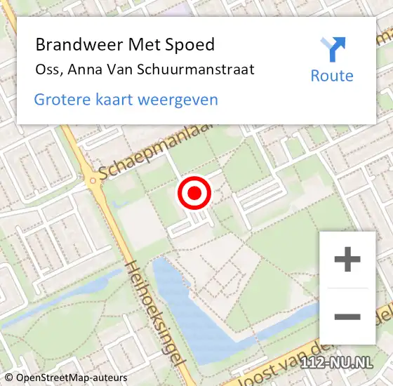 Locatie op kaart van de 112 melding: Brandweer Met Spoed Naar Oss, Anna Van Schuurmanstraat op 24 mei 2020 01:53