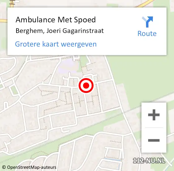 Locatie op kaart van de 112 melding: Ambulance Met Spoed Naar Berghem, Joeri Gagarinstraat op 24 mei 2020 02:25