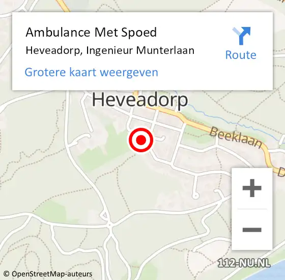 Locatie op kaart van de 112 melding: Ambulance Met Spoed Naar Heveadorp, Ingenieur Munterlaan op 1 oktober 2013 08:47