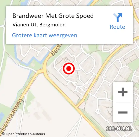 Locatie op kaart van de 112 melding: Brandweer Met Grote Spoed Naar Vianen Ut, Bergmolen op 24 mei 2020 06:50