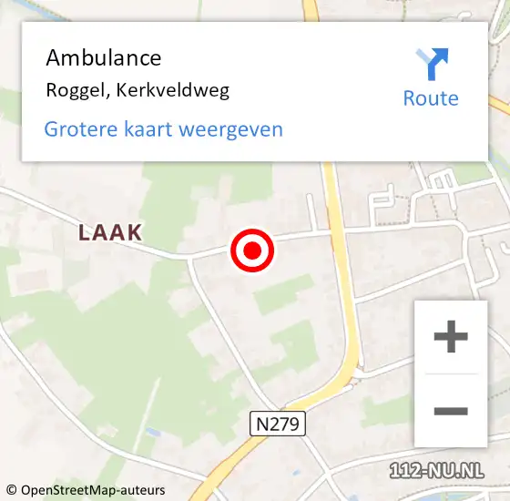 Locatie op kaart van de 112 melding: Ambulance Roggel, Kerkveldweg op 7 mei 2014 15:40