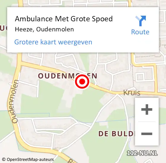 Locatie op kaart van de 112 melding: Ambulance Met Grote Spoed Naar Heeze, Oudenmolen op 24 mei 2020 09:05
