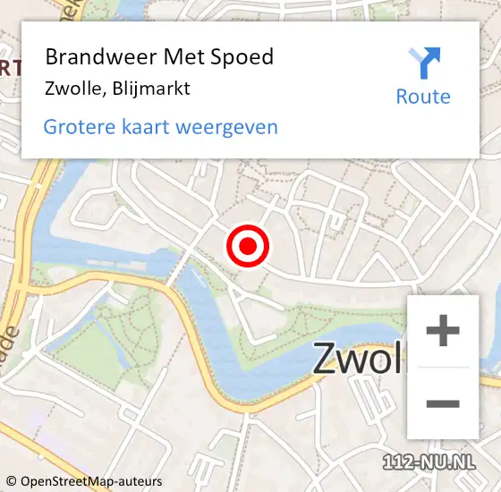 Locatie op kaart van de 112 melding: Brandweer Met Spoed Naar Zwolle, Blijmarkt op 24 mei 2020 09:51