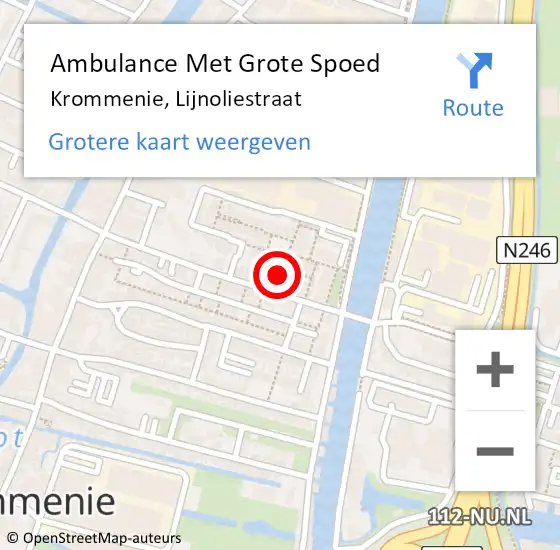 Locatie op kaart van de 112 melding: Ambulance Met Grote Spoed Naar Krommenie, Lijnoliestraat op 24 mei 2020 10:04