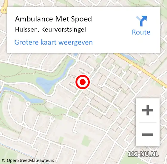 Locatie op kaart van de 112 melding: Ambulance Met Spoed Naar Huissen, Keurvorstsingel op 24 mei 2020 11:13