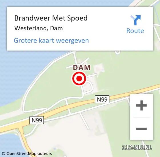 Locatie op kaart van de 112 melding: Brandweer Met Spoed Naar Westerland, Dam op 24 mei 2020 11:24