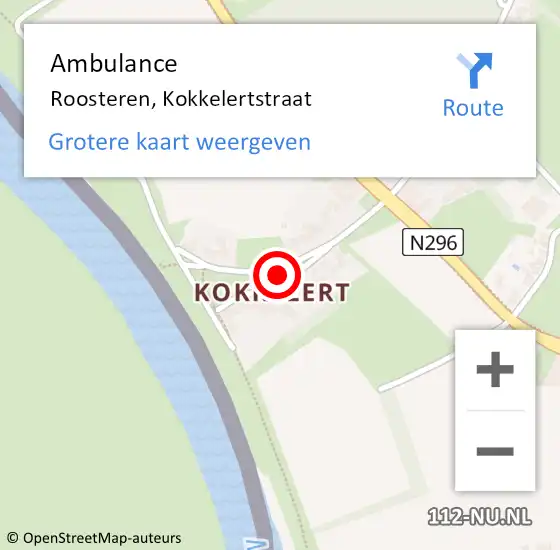 Locatie op kaart van de 112 melding: Ambulance Roosteren, Kokkelertstraat op 24 mei 2020 11:35