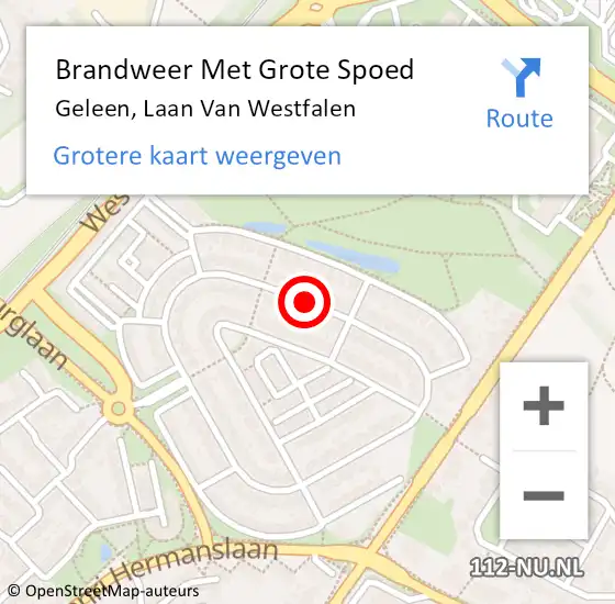 Locatie op kaart van de 112 melding: Brandweer Met Grote Spoed Naar Geleen, Laan Van Westfalen op 24 mei 2020 14:53