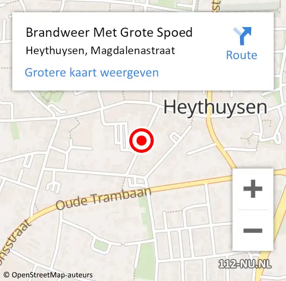 Locatie op kaart van de 112 melding: Brandweer Met Grote Spoed Naar Heythuysen, Magdalenastraat op 24 mei 2020 16:54