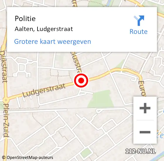 Locatie op kaart van de 112 melding: Politie Aalten, Ludgerstraat op 24 mei 2020 17:53