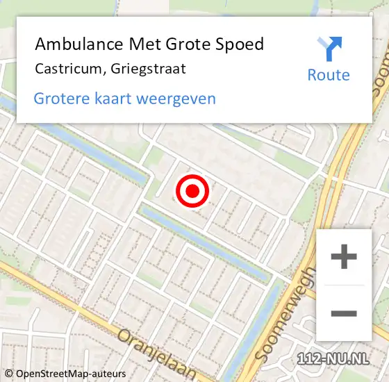 Locatie op kaart van de 112 melding: Ambulance Met Grote Spoed Naar Castricum, Griegstraat op 24 mei 2020 19:27