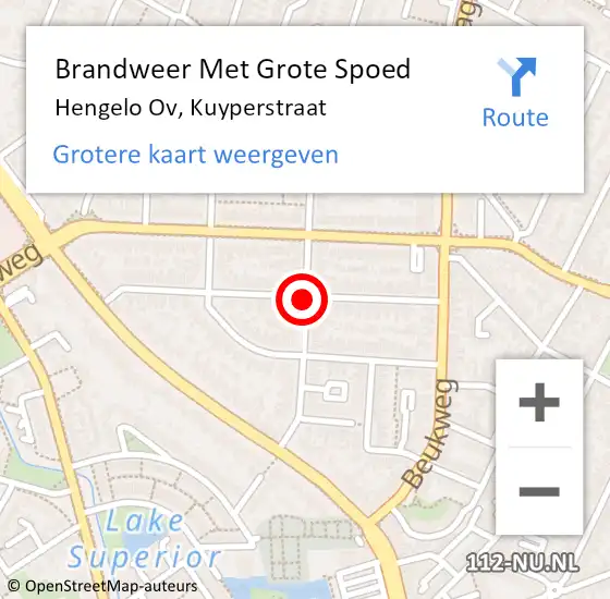 Locatie op kaart van de 112 melding: Brandweer Met Grote Spoed Naar Hengelo Ov, Kuyperstraat op 24 mei 2020 19:32