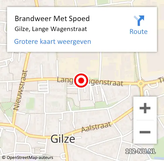 Locatie op kaart van de 112 melding: Brandweer Met Spoed Naar Gilze, Lange Wagenstraat op 24 mei 2020 20:24