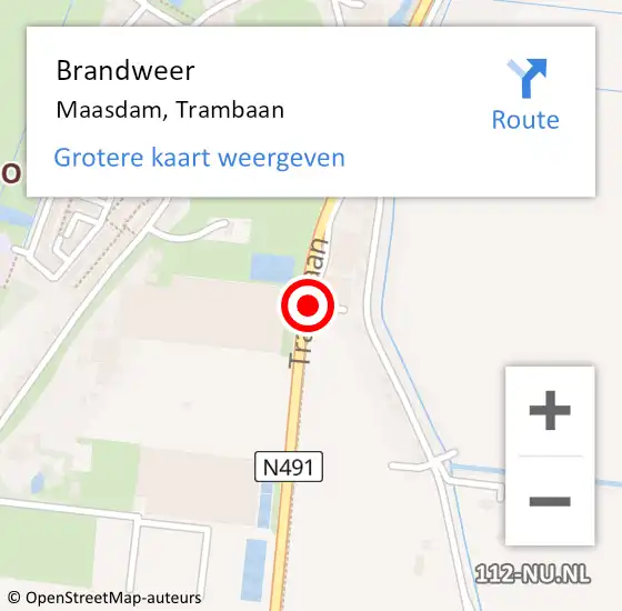 Locatie op kaart van de 112 melding: Brandweer Maasdam, Trambaan op 24 mei 2020 21:51