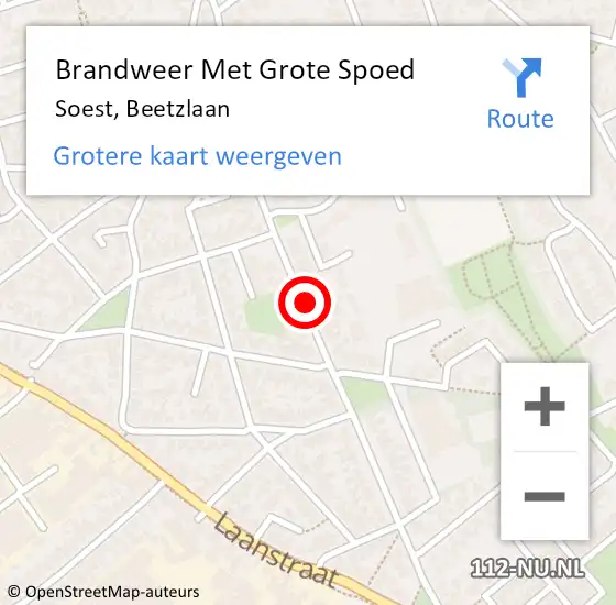 Locatie op kaart van de 112 melding: Brandweer Met Grote Spoed Naar Soest, Beetzlaan op 24 mei 2020 23:56