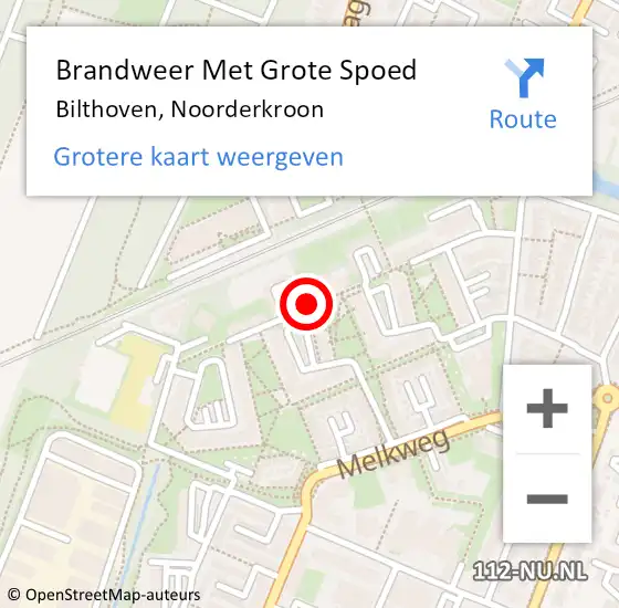 Locatie op kaart van de 112 melding: Brandweer Met Grote Spoed Naar Bilthoven, Noorderkroon op 25 mei 2020 00:43