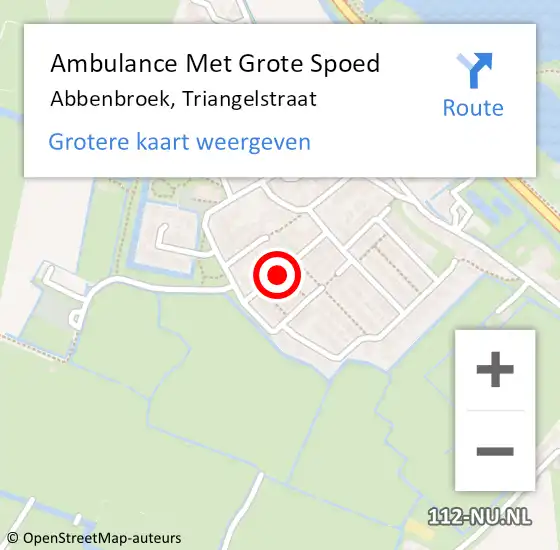 Locatie op kaart van de 112 melding: Ambulance Met Grote Spoed Naar Abbenbroek, Triangelstraat op 25 mei 2020 01:37