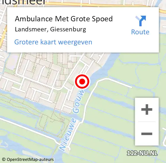 Locatie op kaart van de 112 melding: Ambulance Met Grote Spoed Naar Landsmeer, Giessenburg op 25 mei 2020 05:43