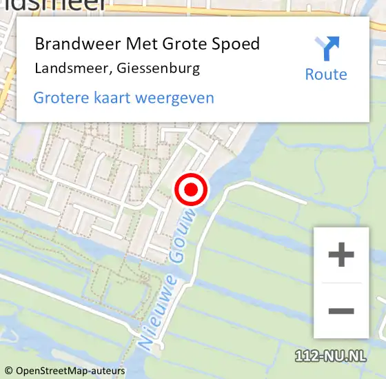 Locatie op kaart van de 112 melding: Brandweer Met Grote Spoed Naar Landsmeer, Giessenburg op 25 mei 2020 05:56