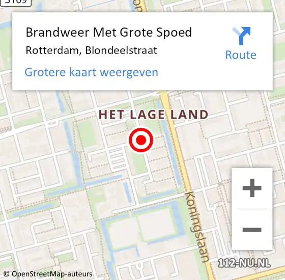 Locatie op kaart van de 112 melding: Brandweer Met Grote Spoed Naar Rotterdam, Blondeelstraat op 25 mei 2020 07:46